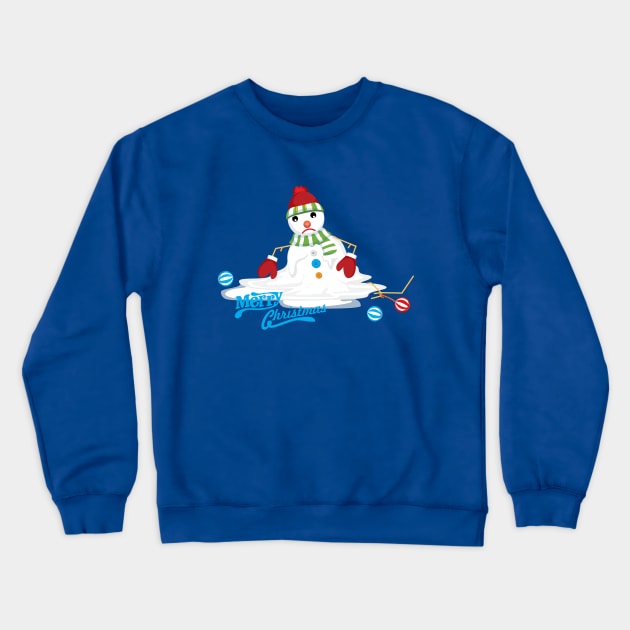 merry christmas melting snowman Crewneck Sweatshirt by gossiprag